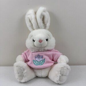 Main Joy White Easter Bunny Rabbit Pink  Sweater Stuffed Animal Plush Vintage